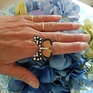 New Beautiful butterfly swarovsky ring